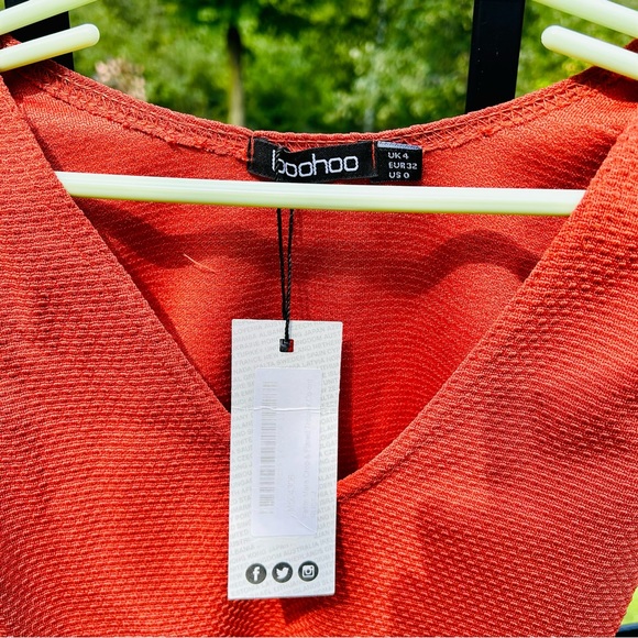 Boohoo Petite Mara Crop & Flared/BellBottom Trouser Co-ord | Size 0 | NWT | Rust - Picture 9 of 12